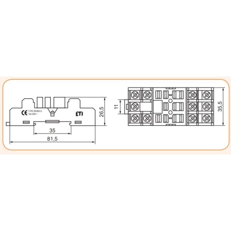 Цоколь ETI 002473064 RERB3-S (для RERM3)