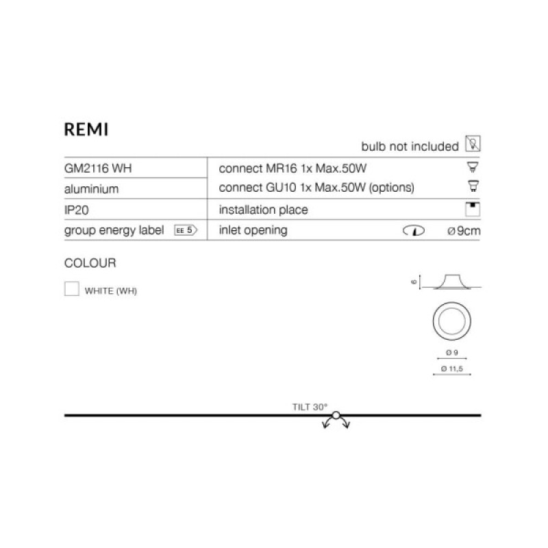 Точечный светильник AZzardo AZ4143 Remi Bk Wpust