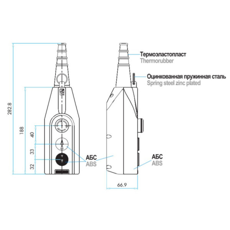 Подвесной пульт управления EMAS PV3X на 3 кнопки (пустой)