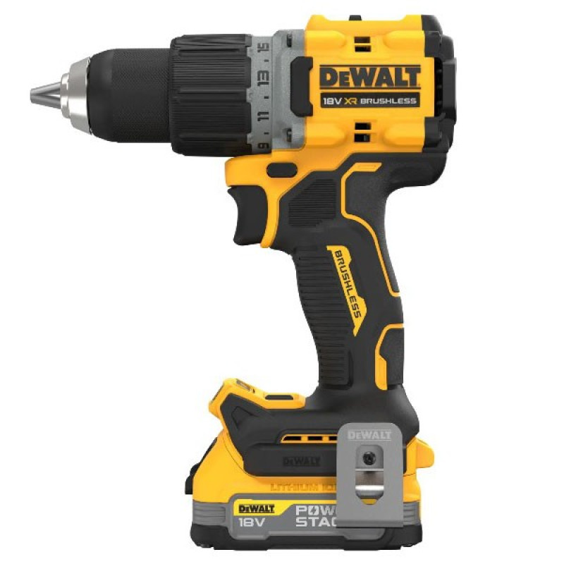 Безщітковий дриль-шурупокрут DeWALT DCD800E2T XR Li-Ion PowerStack 18В 1,7Аг 90Нм патрон 13мм