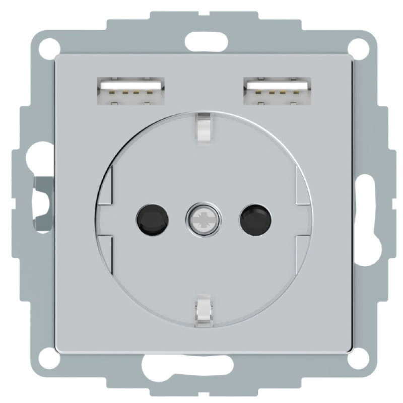 USB розетка Schuko Schneider Electric Merten System M MTN2366-0460 2 USB (алюминий)