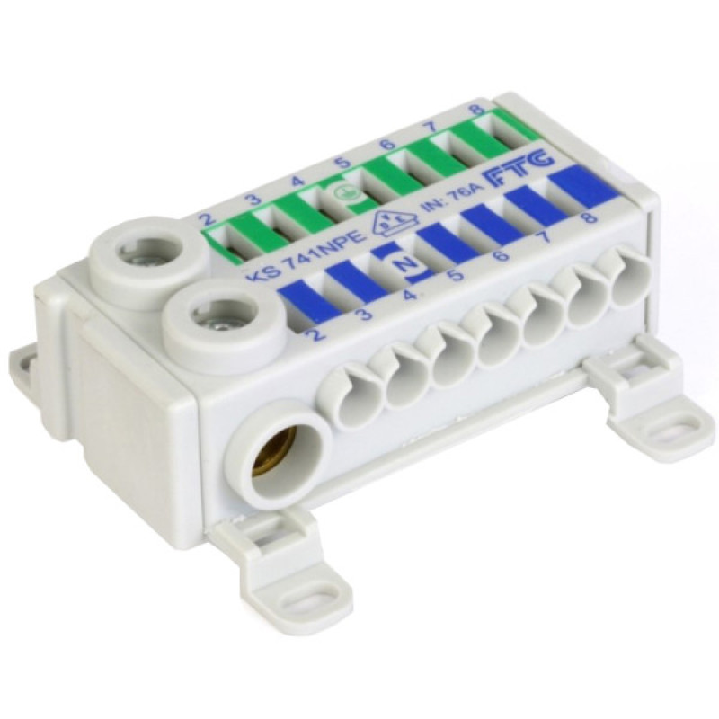 Клема FTG KS 741NPE (вхід: 1х25мм², 7х4мм², виходи: 1х16мм², 7х4мм²)