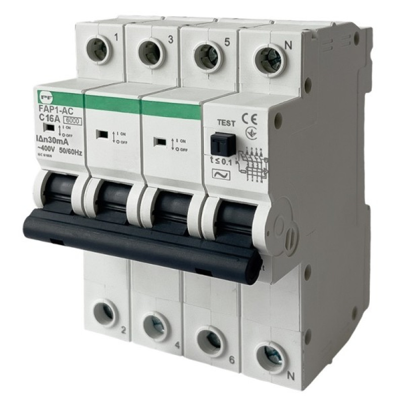 Автомат защитного отключения Promfactor FAP1-AC "C" 16А/0,03A 4P 6кА (FAP01C160304AC)