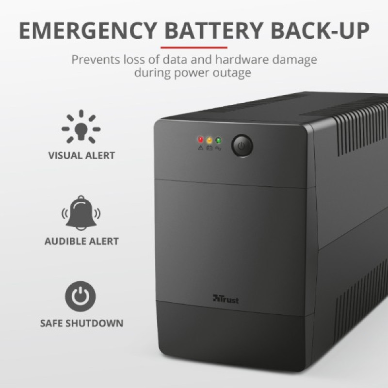Бесперебойник Trust 23504_TRUST Paxxon 1000VA UPS with 4 standard wall power outlets BLACK (черный)