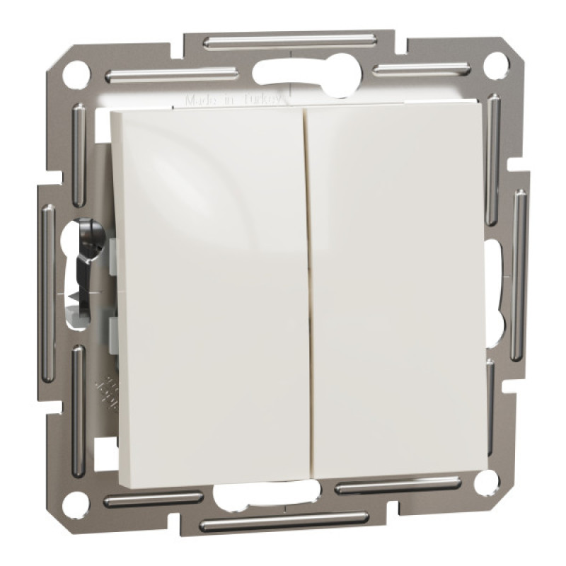Переключатель двухклавишный Schneider Electric Asfora без рамки кремовый (EPH0670123)