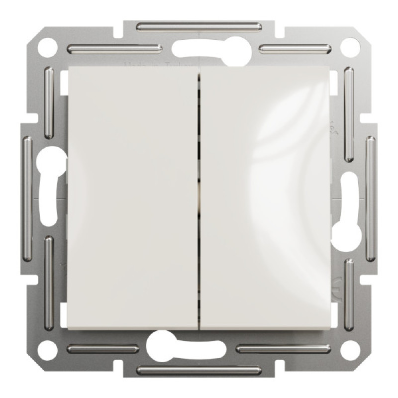 Переключатель двухклавишный Schneider Electric Asfora без рамки кремовый (EPH0670123)
