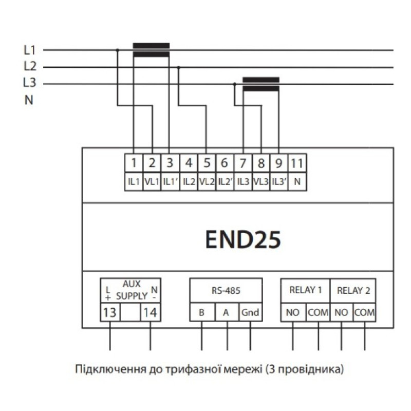 Аналізатор параметрів мережі ETI END25-RSA 2 вихідні контакти RS-485 (4656954)