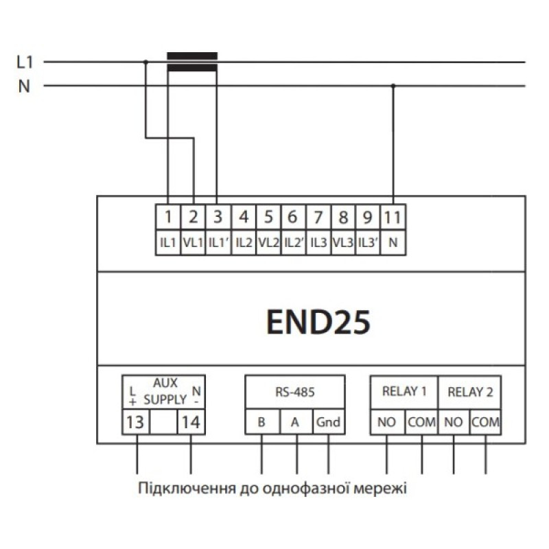 Аналізатор параметрів мережі ETI END25-RSA 2 вихідні контакти RS-485 (4656954)