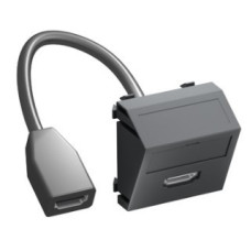 Кутова HDMI розетка OBO Bettermann modul 45 з кабелем підключення чорно-сіра (6104841)