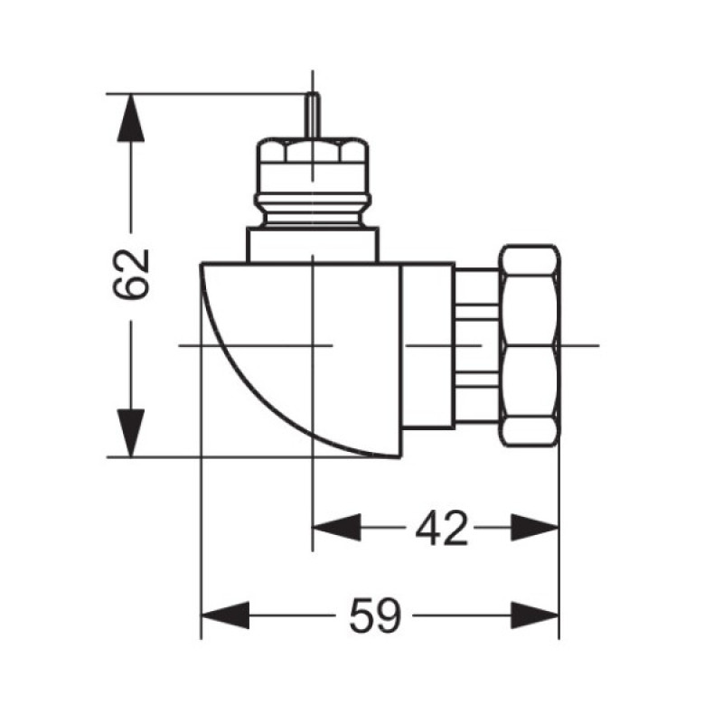 Кутовий адаптер Danfoss 013G1360 для термостатичних елементів RA (М30х1,5)