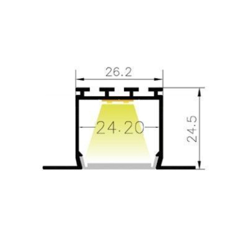 LED-профіль MLG врізний LT46251 з розсіювачем, 2 метра