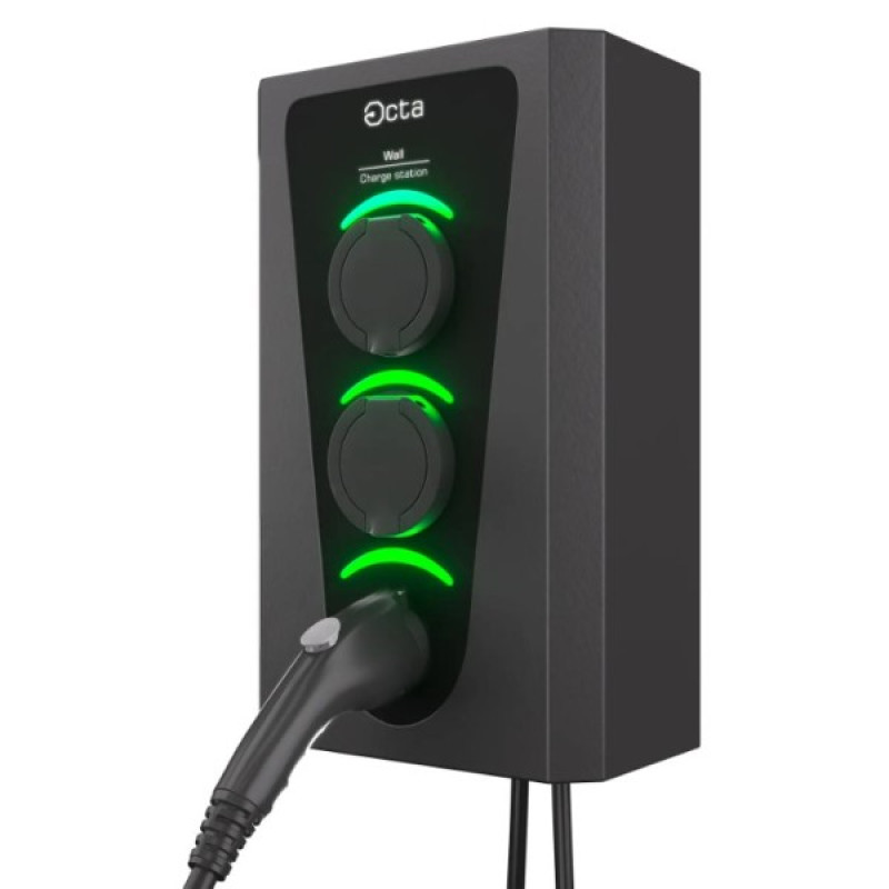Бытовая зарядная станция Octa Energy W322-S-S-C1 Wall на 22кВт (розетка 1ф + розетка 1ф + Type 1 с кабелем 5м)