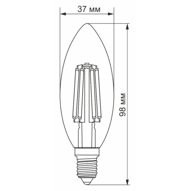 Светодиодная филаментная лампа Videx Filament C37F E14 6Вт 3000K (VL-C37F-06143)