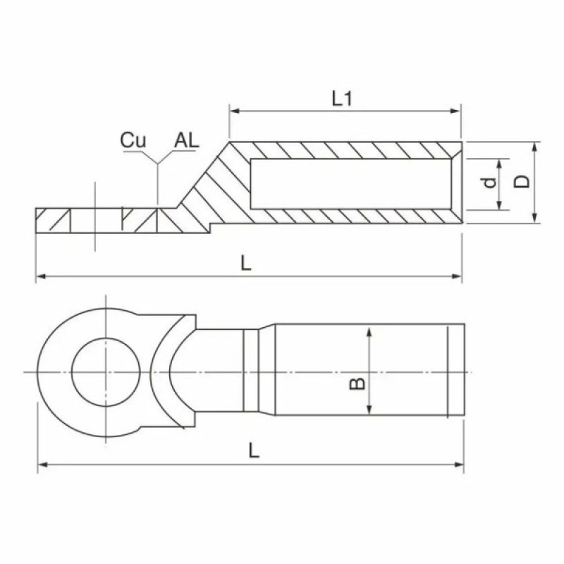 Наконечник міднo-алюмінієвий TOSUNlux DTL-1-25 (6940151084303)