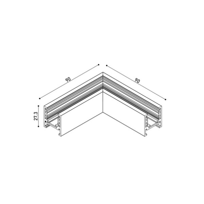 З'єднувач кутовий Kloodi KDMG-SLIM-TRN ZM 90 WH 48V білий