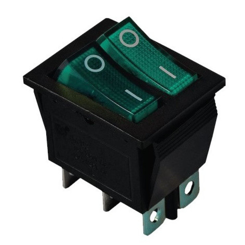 Переключатель TNSy KCD2-2101N G+G/B с подсветкой зеленый (TNSy5500812)