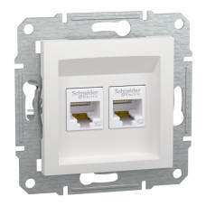 Компьютерная розетка RJ45 двойная UTP cat.5e Schneider Electric Asfora без рамки белая (EPH4470121)