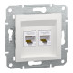 Компьютерная розетка RJ45 двойная UTP cat.5e Schneider Electric Asfora без рамки белая (EPH4470121)