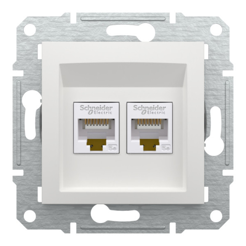 Компьютерная розетка RJ45 двойная UTP cat.5e Schneider Electric Asfora без рамки белая (EPH4470121)