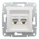 Компьютерная розетка RJ45 двойная UTP cat.5e Schneider Electric Asfora без рамки белая (EPH4470121)
