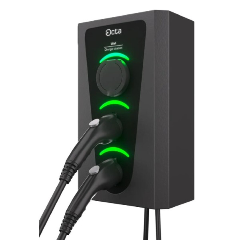 Бытовая зарядная станция Octa Energy W336-S-C2-C22 Wall на 36кВт (розетка 1ф Type 2 Type 2 трифазна)