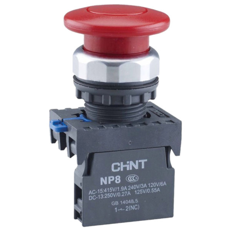Кнопка грибок Chint NP8-01M/1 1NC Ø40мм із самоповерненням червона IP65 (667261)