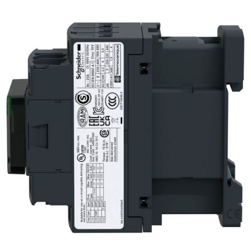 Контактор Schneider Electric LC1D09BL 3Р 9A НО+НЗ 24В DC (2,4Вт расширенный)