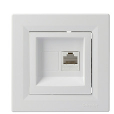 Розетка компьютерная одинарная RJ45 кат.6 UTP белая Asfora, EPH4700121