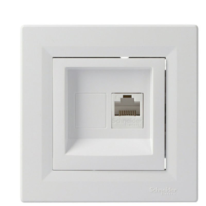 Розетка компьютерная одинарная RJ45 кат.6 UTP белая Asfora, EPH4700121