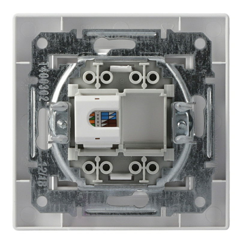 Розетка компьютерная одинарная RJ45 кат.6 UTP белая Asfora, EPH4700121