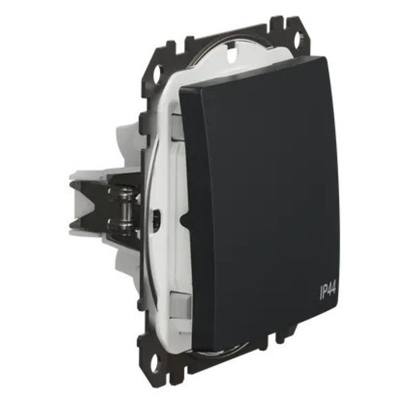 Одноклавишный переключатель Schneider Electric Sedna Design & Elements с крышкой IP44 черный SDD214106