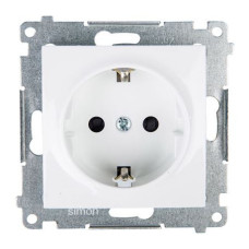 Одинарная электрическая розетка Kontakt Simon Simon 54 Premium DGSZ1Z.01/11 с заземлением Schuko со шторками (белый)