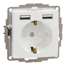 Розетка Schneider Electric Sedna Design & Elements с заземлением та 2 USB тип А белая SDD111052