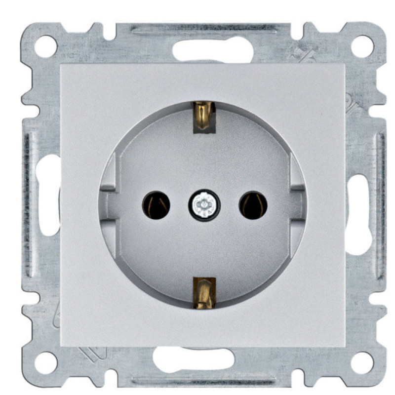Розетка Hager WL1052 Lumina 16А/230В с з/к (серебристая)