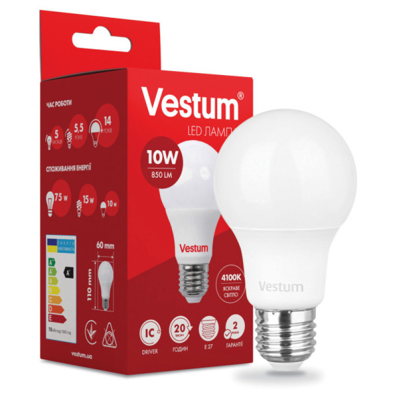 Лампа LED Vestum 10Вт 4100K E27