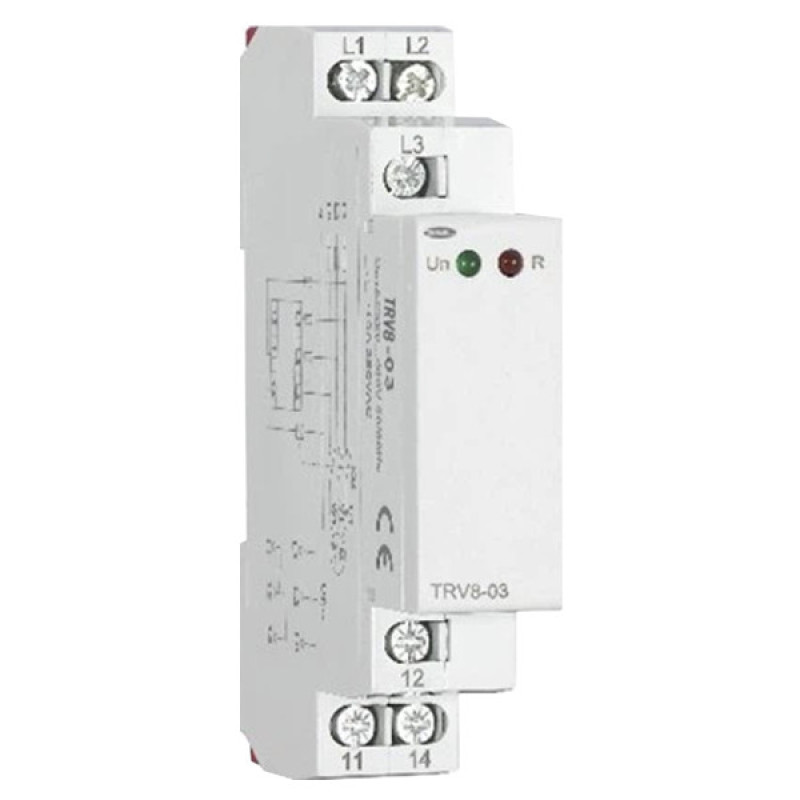 Реле контроля напряжения TOSUNlux TRV8-05/M265 L1-L2-L3-N 127В-265В 2%-20% АС1 250В/DC24В 0,1-10сек 10А 2 контактные группы (6940151001010)