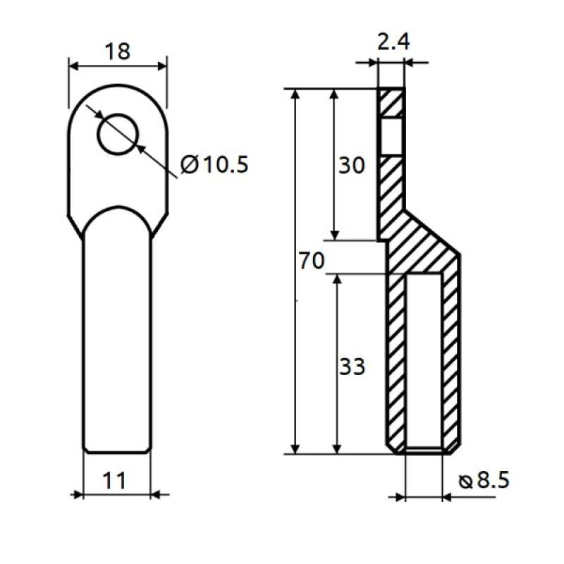 Медный кабельный наконечник Promfactor CL/CR-35-10