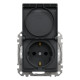 Розетка Schneider Electric Sedna Design & Elements с заземлением шторками и крышкой IP44 черная SDD214024