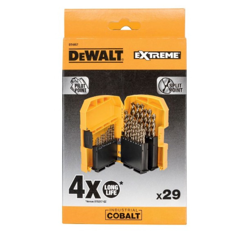 Набор сверл по металлу DeWALT DT4957 INDUSTRIAL COBALT EXTREME в кейсе (29шт)