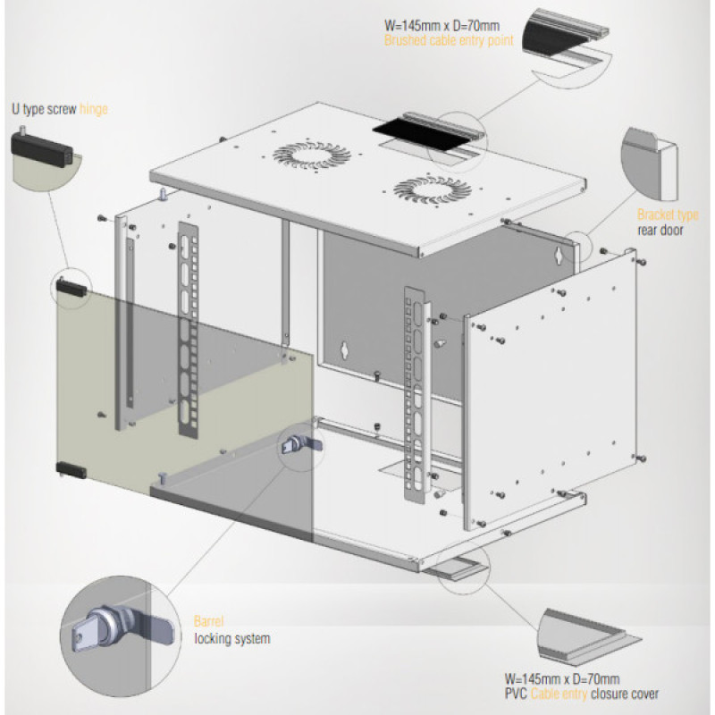 Телекоммуникационный шкаф Mirsan SOHO 19'' 12U 535x400 (серый)