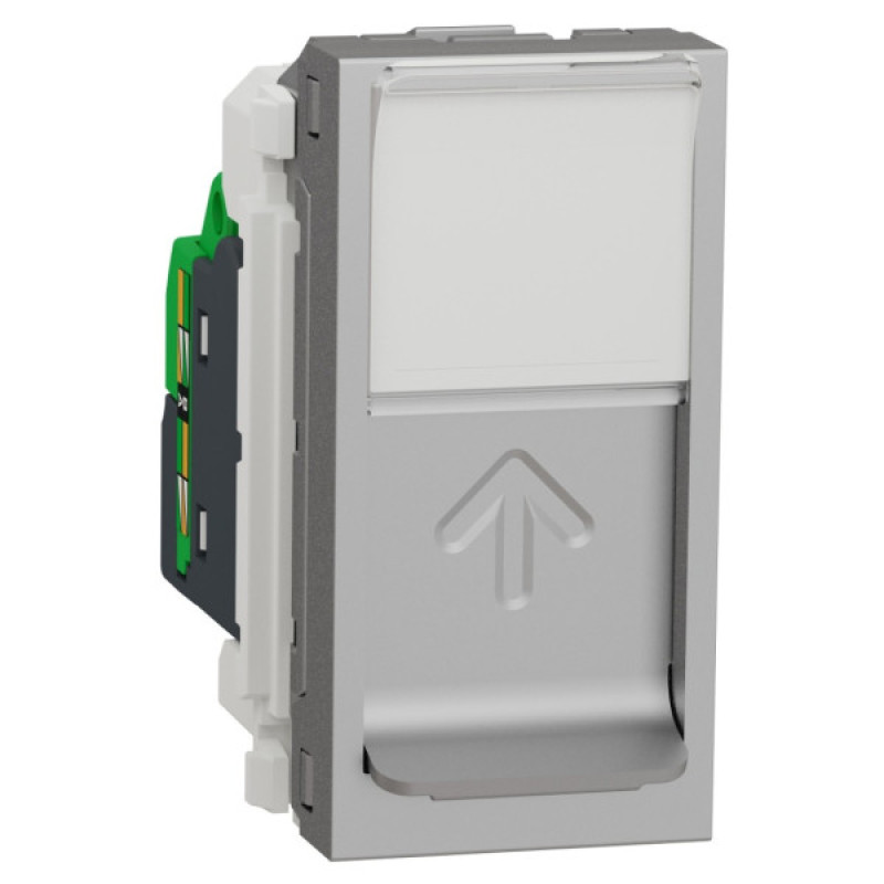 Одинарна комп'ютерна розетка Schneider Electric NU341030 RJ45 cat.5e UTP із полем для напису 1М (алюміній)