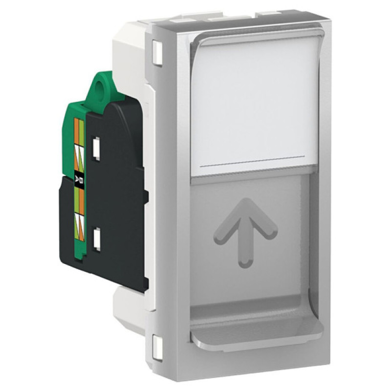 Одинарна комп'ютерна розетка Schneider Electric NU341030 RJ45 cat.5e UTP із полем для напису 1М (алюміній)