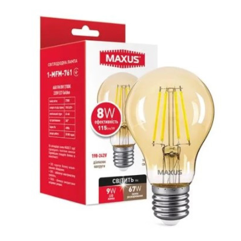 Светодиодная лампа Maxus A60 FM 220Вт E27 Golden (1-MFM-761)