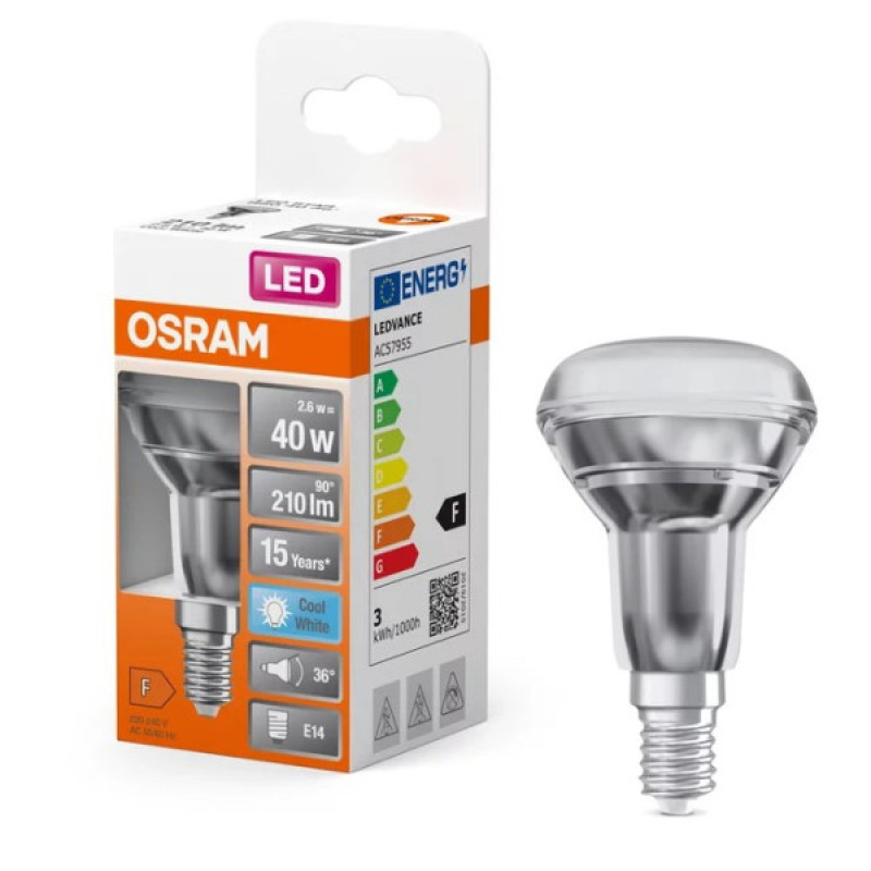 Світлодіодна лампа Osram LED R50 40 2,6Вт/840 GL E14 6х1