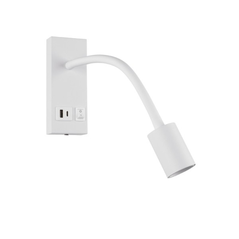 Светильник настенный Violux SNAKE USB+Type-C 5W 4200K 250Lm IP20 белый ( 552002 )