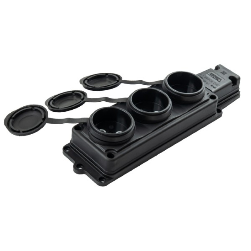 Колодка Violux каучук настенная 3-ная без заземления с крышкой IP44 ( 930710 )