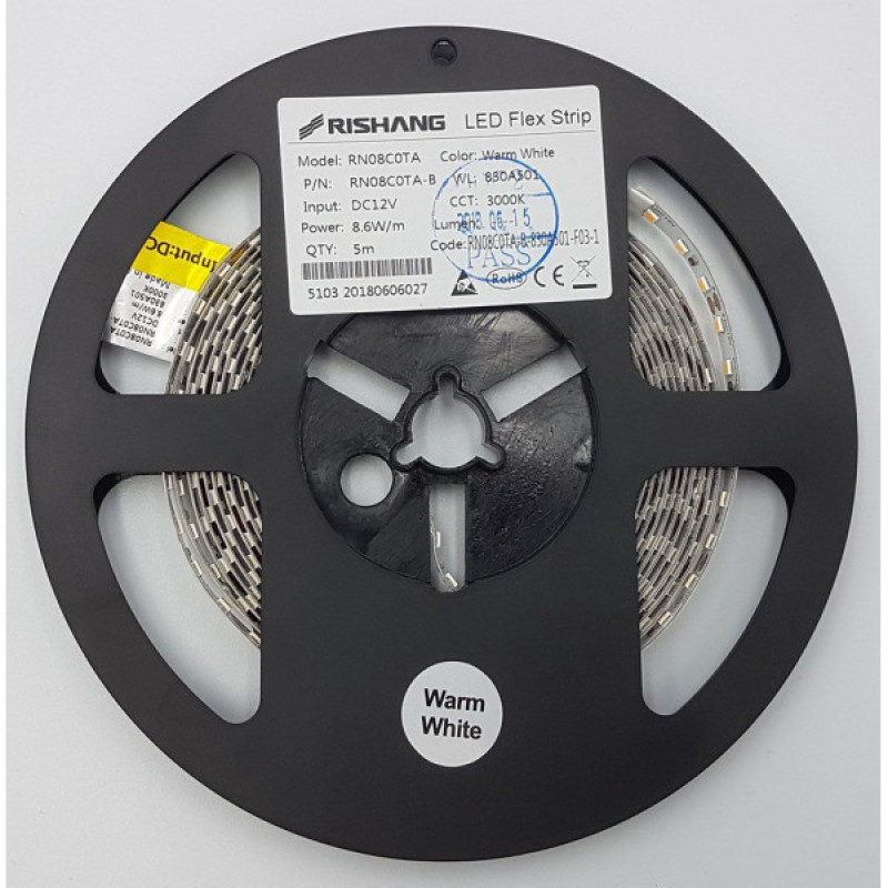 LED лента RISHANG 120-2835-12V-IP20 8,6W 122Lm Blue 5м (RN08C0TA-B-B)
