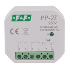 Електромагнітне реле F&F PP-2Z-230V 16А (напруга живлення 100÷265 В AC)