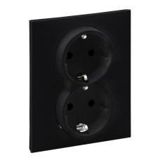 Розетка двойная 2х2К+З 16А/250В со шторками Legrand SUNO (чорный) 721426