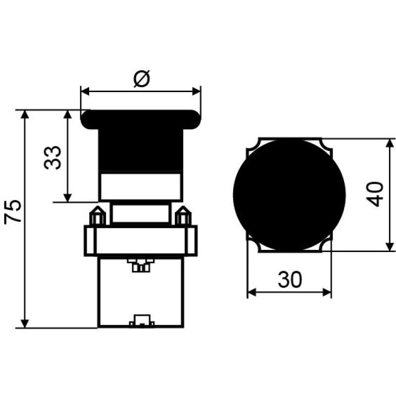 Кнопка-грибок Аско-Укрем XB2-BS542 Ø40мм (A0140010017)